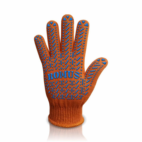 Рукавиці трикотажні з ПВХ вкрапленням Romus 6-нитка платування оранжеві 5612R